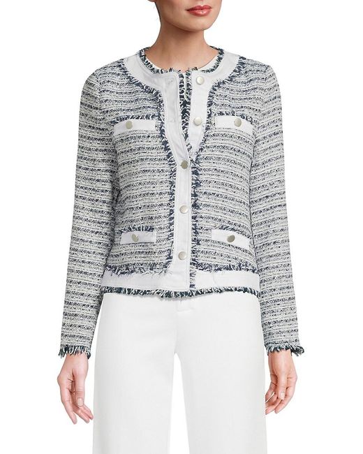 Ecru Gray Mix Media Tweed Jacket