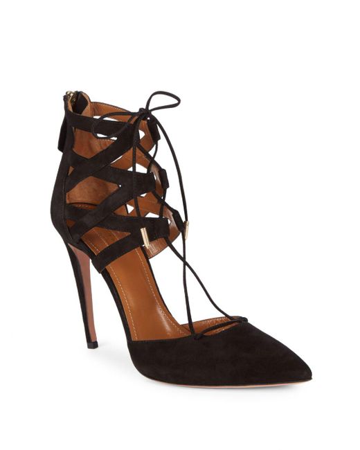 aquazzura suede pumps
