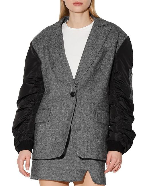 Walter Baker Black Asher Mixed-media Wool-blend Oversized Jacket