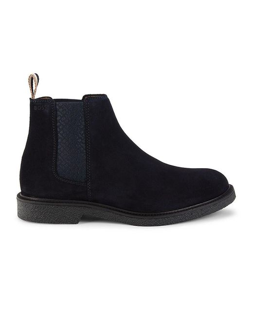 BOSS by HUGO BOSS Tunley Cheb Suede Chelsea Boots in Black for Men | Lyst