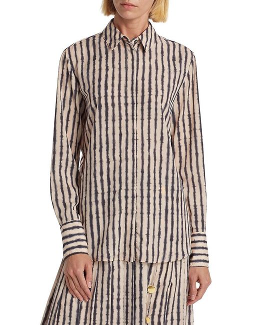 Altuzarra White Chika Tie-Dye Stripe Silk Shirt