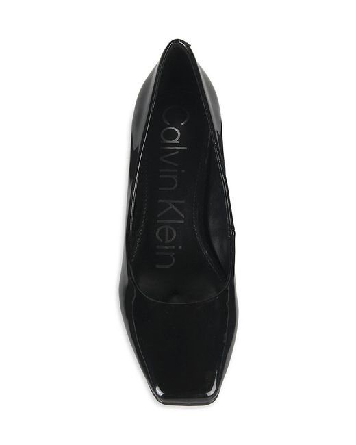 Calvin Klein Black Calanta Block Heel Patent Pumps