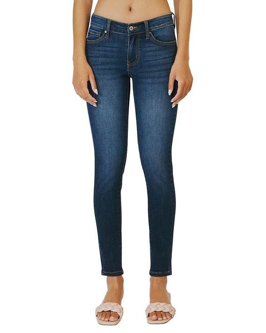 Kancan Mid Rise Super Skinny Jeans in Blue | Lyst Canada