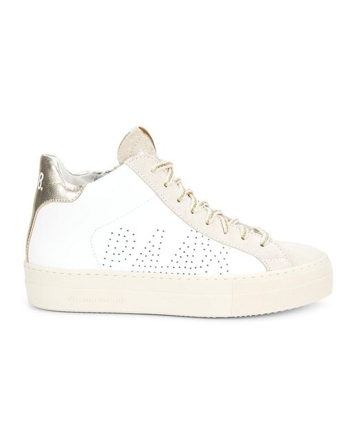 P448 White Leather Mid-Top Sneakers