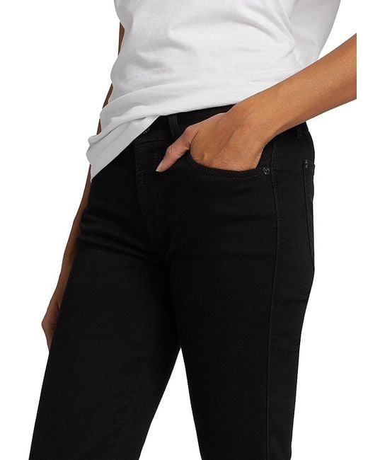 7 For All Mankind Black Kimmie Mid-Rise Straight-Leg Jeans