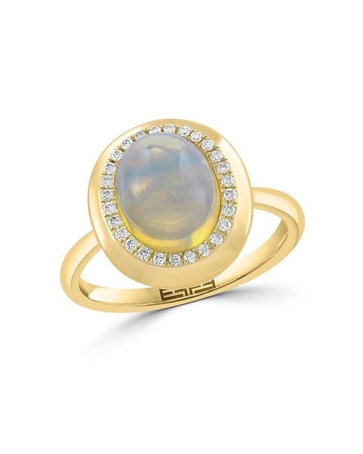 Effy Metallic 14K, Ethiopian Opal & 0.13 Tcw Diamond Cocktail Ring