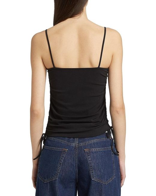 Re/done Blue Cotton-blend Ruched Drawstring Tank