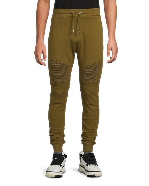 Balmain Green Drawstring Logo Joggers for men