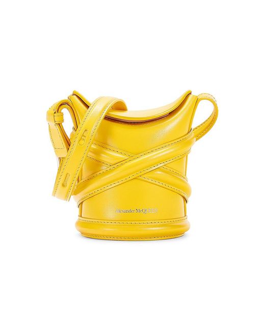 Alexander McQueen Yellow Curve Leather Mini Bucket Bag