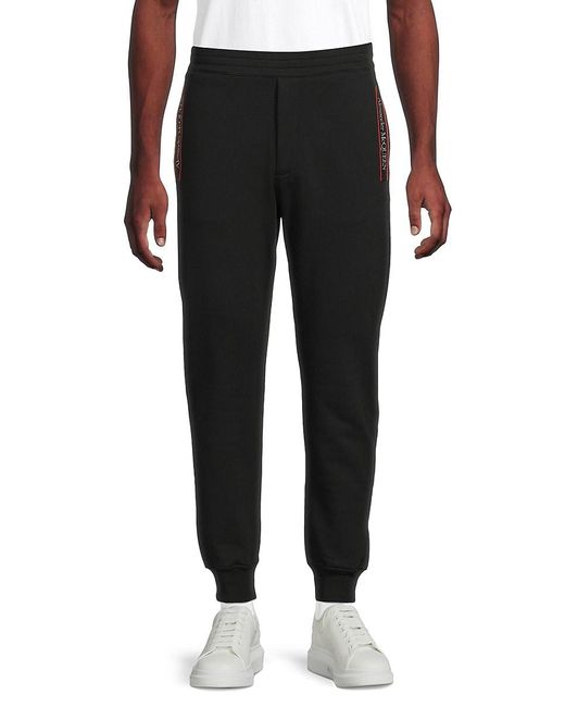 Alexander McQueen Black Logo Tape Cotton Joggers for men