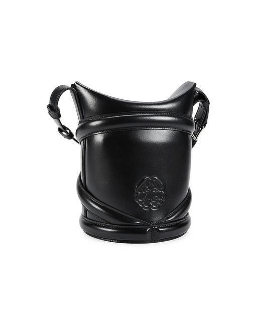 Alexander McQueen Black Curve Leather Bucket Bag