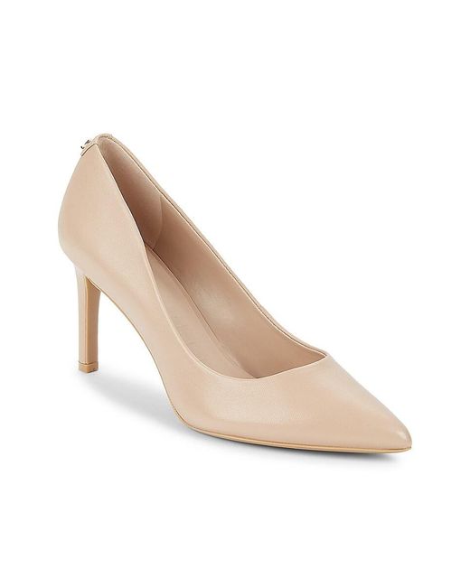 Karl Lagerfeld Natural 76Mm Glora Point Toe Leather Pumps
