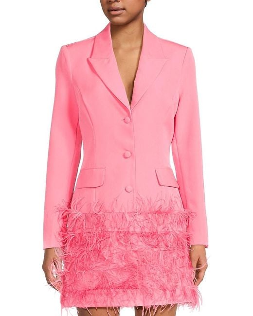 Bebe Pink Feather Trim Blazer Minidress
