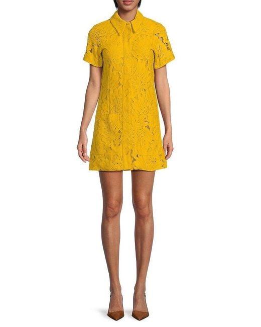 Ted Baker Rille Lace Mini Dress in Yellow | Lyst