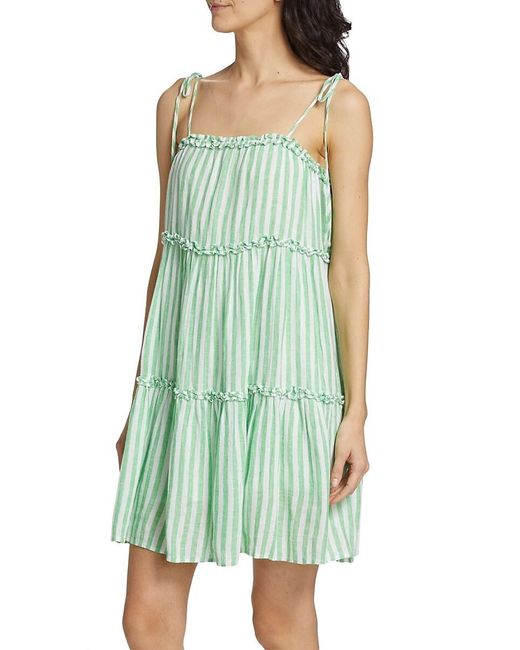 Rails Green Caralyn Striped Linen Blend Mini Dress