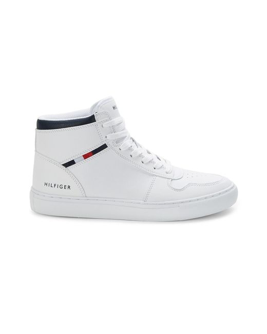 Tommy Hilfiger Belmor Perforated High-top Sneakers in White | Lyst