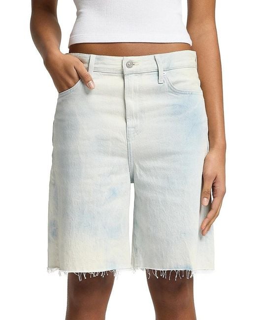 7 For All Mankind Blue Lola Bleached Denim Shorts