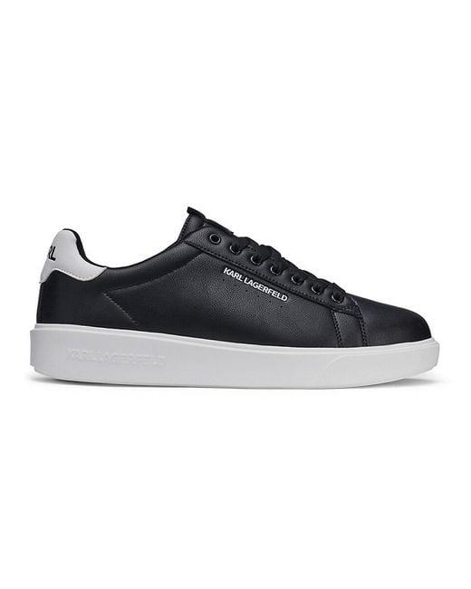 Karl Lagerfeld Black Round-Toe Logo Low-Top Sneakers for men