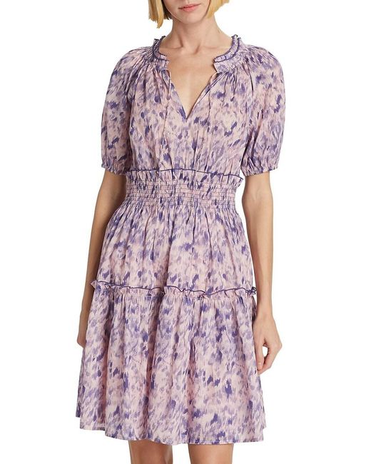 Rails Purple Fiorella Cotton Ikat-Inspired Minidress