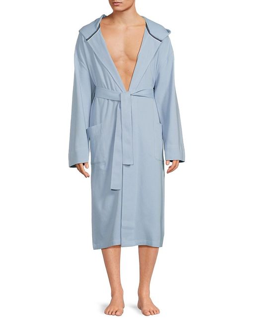 Saks Fifth Avenue Blue Hooded Robe for men