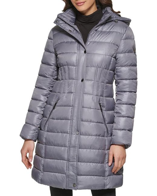 Guess Channel Quilted Puffer Jacket in Grey | Lyst Canada