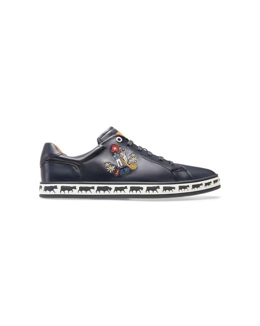 Bally Blue Animal Anistern Leather Low-top Sneakers for men