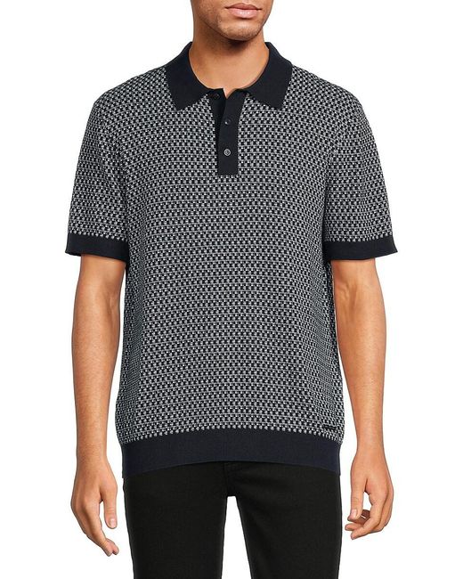 Karl Lagerfeld Gray Textured Monochrome Polo for men