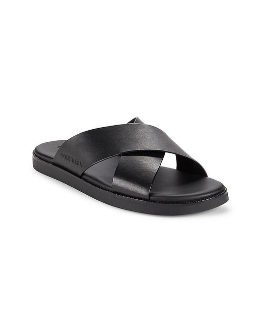 Cole Haan Black Nantckt Leather Flat Sandals for men