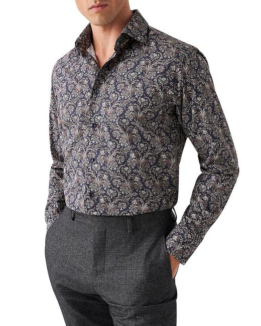 Eton of Sweden Gray Slim-Fit Paisley Dress Shirt for men
