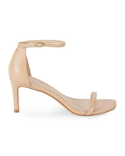 Stuart Weitzman White Amelina Leather Ankle-Strap Sandals