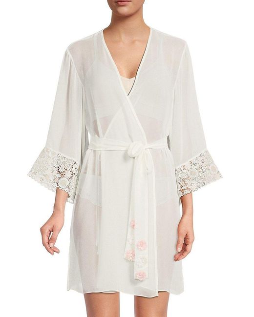 Rya Collection Lush Mesh Robe in White | Lyst
