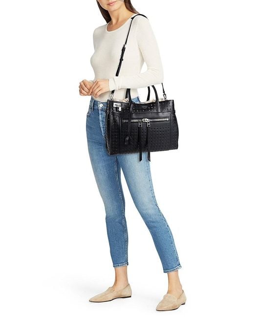 Zadig & Voltaire Black Candide Laser Cut Leather Tote