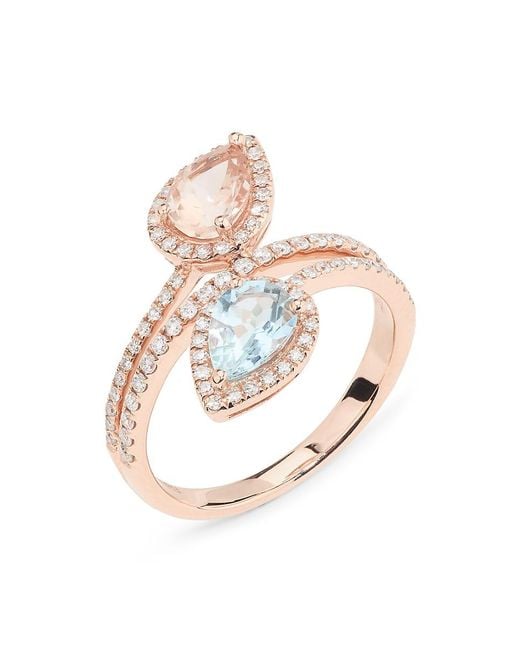 Effy Pink 14K, Aquamarine & Morganite Ring