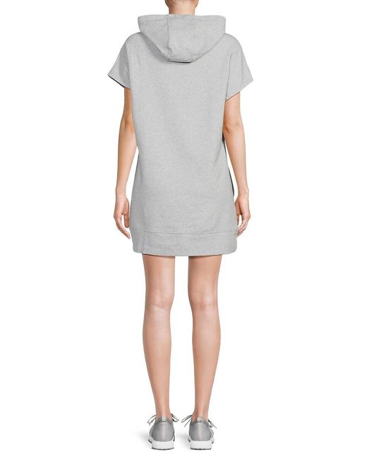 DKNY Black Two-Tone Logo Hooded Minidress