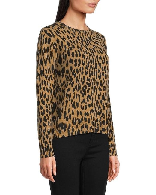 Saks Fifth Avenue Black Print 100% Cashmere Sweater