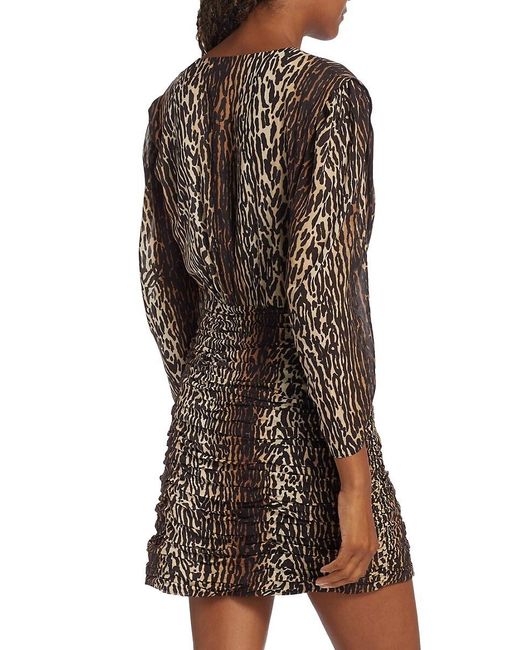 Rixo Black Golden Leopard Stretch Silk Mini Dress