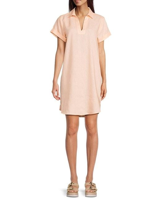 Saks Fifth Avenue Women's Natural 100% Linen Johnny-Collar Minidress Saks Fifth Avenue Women's Natural 100% Linen Johnny-Collar Minidress