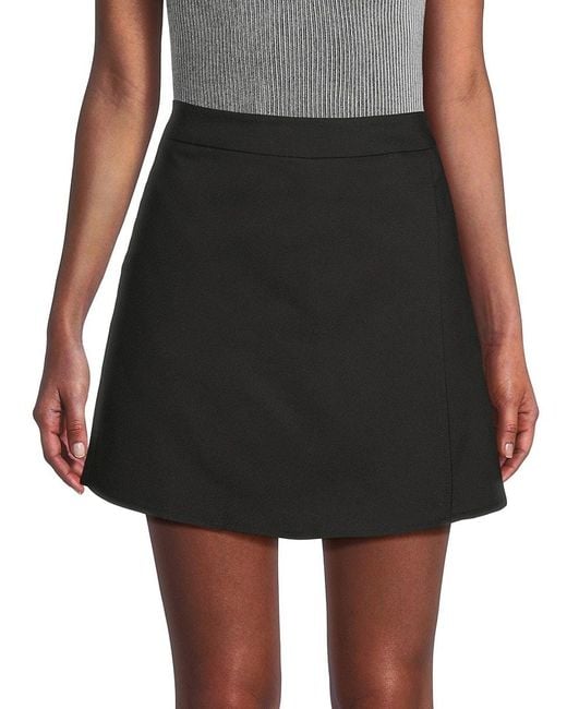 Saks Fifth Avenue Black Solid Stretch Skort