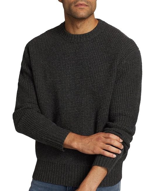 FRAME Black Crewneck Wool Sweater for men