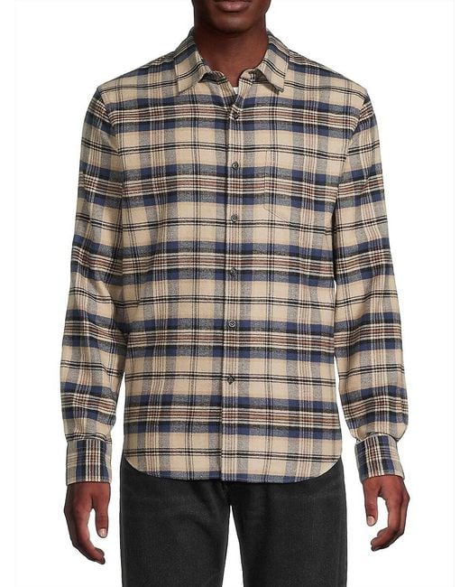 Vince Gray Hasley Plaid Button-Front Shirt for men