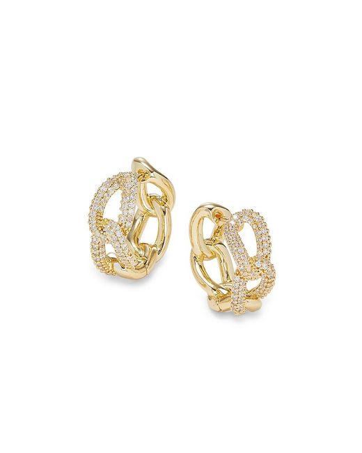AREA STARS Metallic Crystal Bloom 14K-Dipped & Cubic Zirconia Drop Earrings