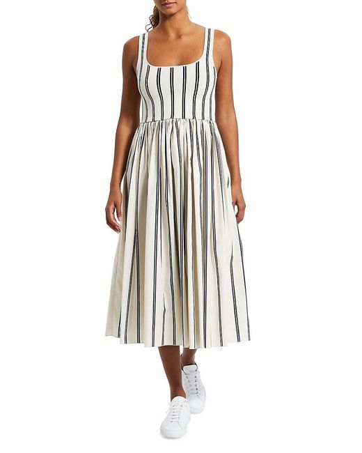 Theory White Striped Midi Dress