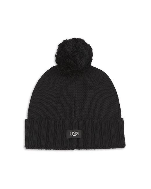 Ugg Pink Cuff Knit Beanie With Yarn Pom