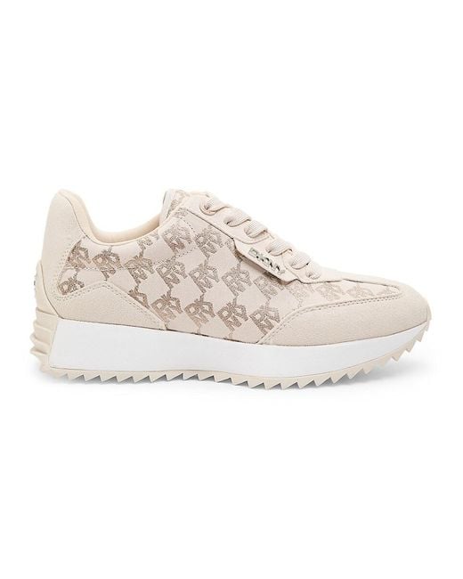 DKNY Natural Naples Monogram Low-Top Sneakers