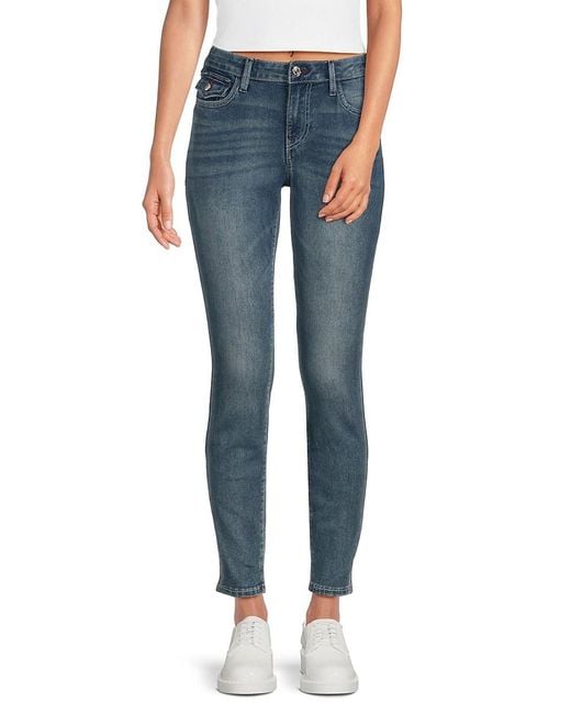True Religion Jennie Mid Rise Super Skinny Jeans in Blue Lyst Canada