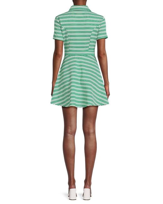 AREA STARS Green Jett Stripe Fit & Flare Mini Dress