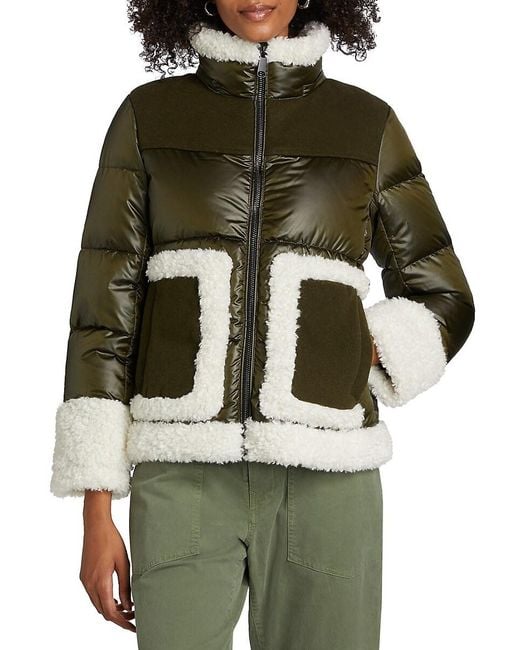 Mercer Collective Black Dana Mixed-media Hooded Down Coat