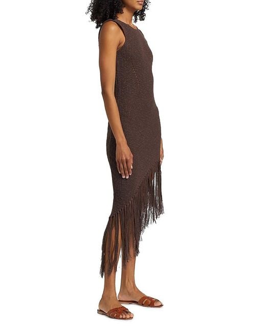 Rails Brown Rylee Fringe Trim Bodycon Midi-Dress