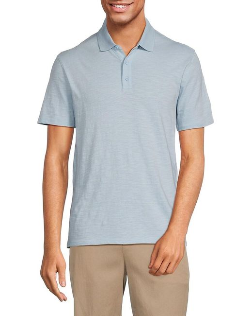 Vince Blue Solid Short Sleeve Polo for men