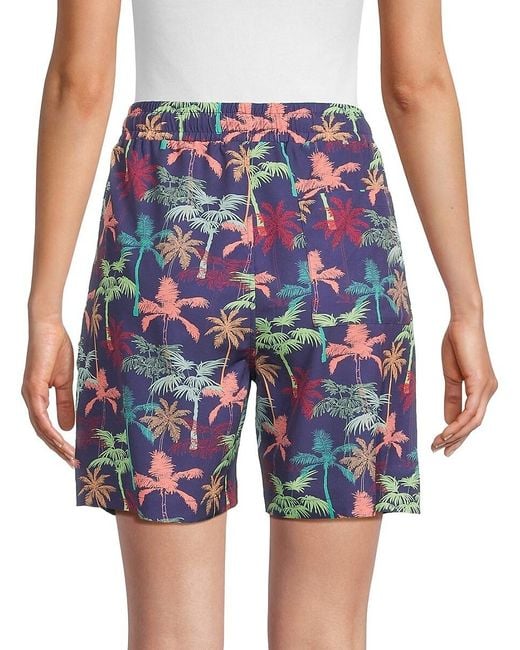 Wesc Blue Austin Tropical-Print Drawstring Shorts for men